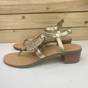 Jack Rogers Womens Gold Grecian Summer Leather Sandals 9.5